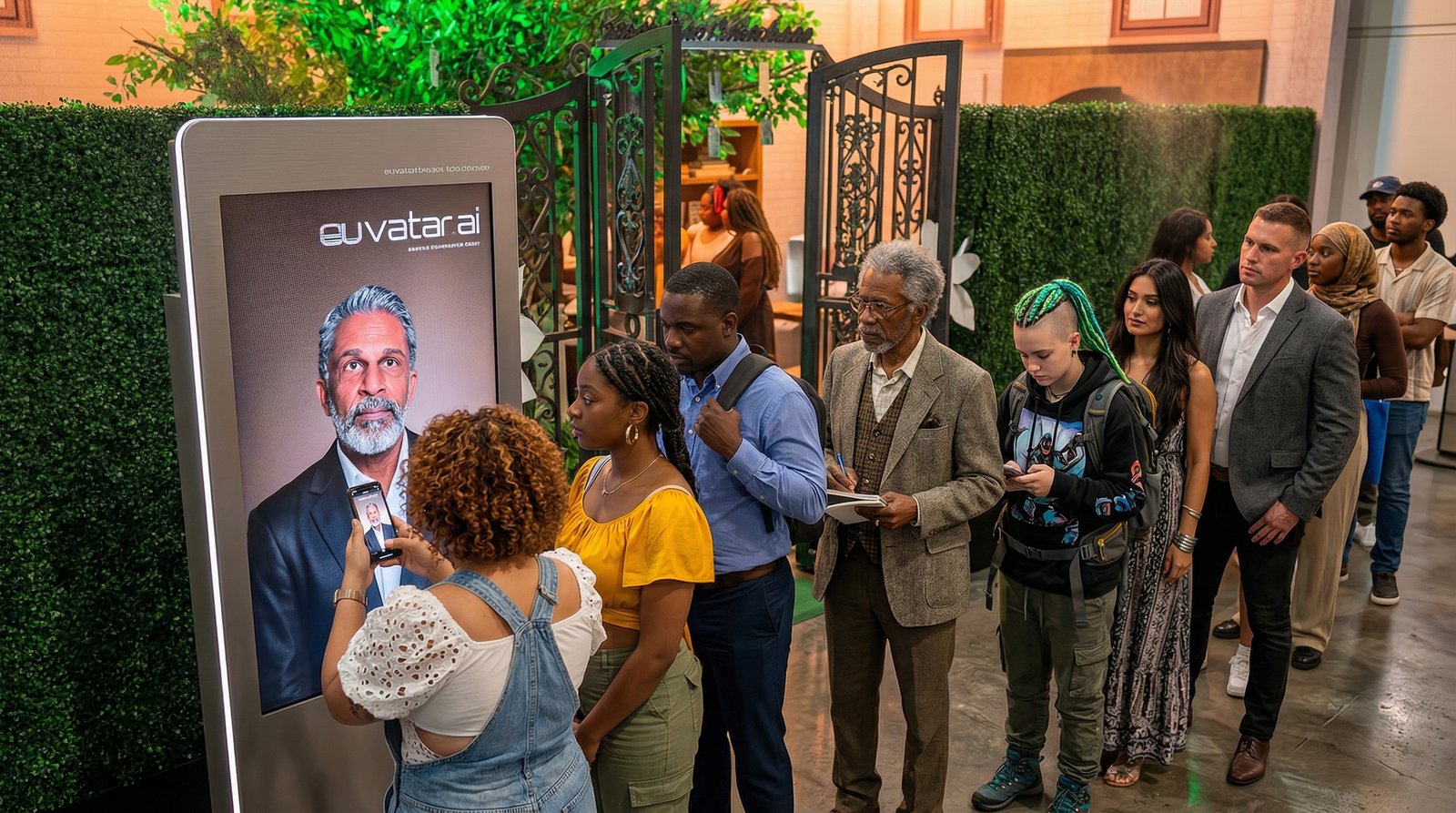 Euvatar em evento com público interagindo